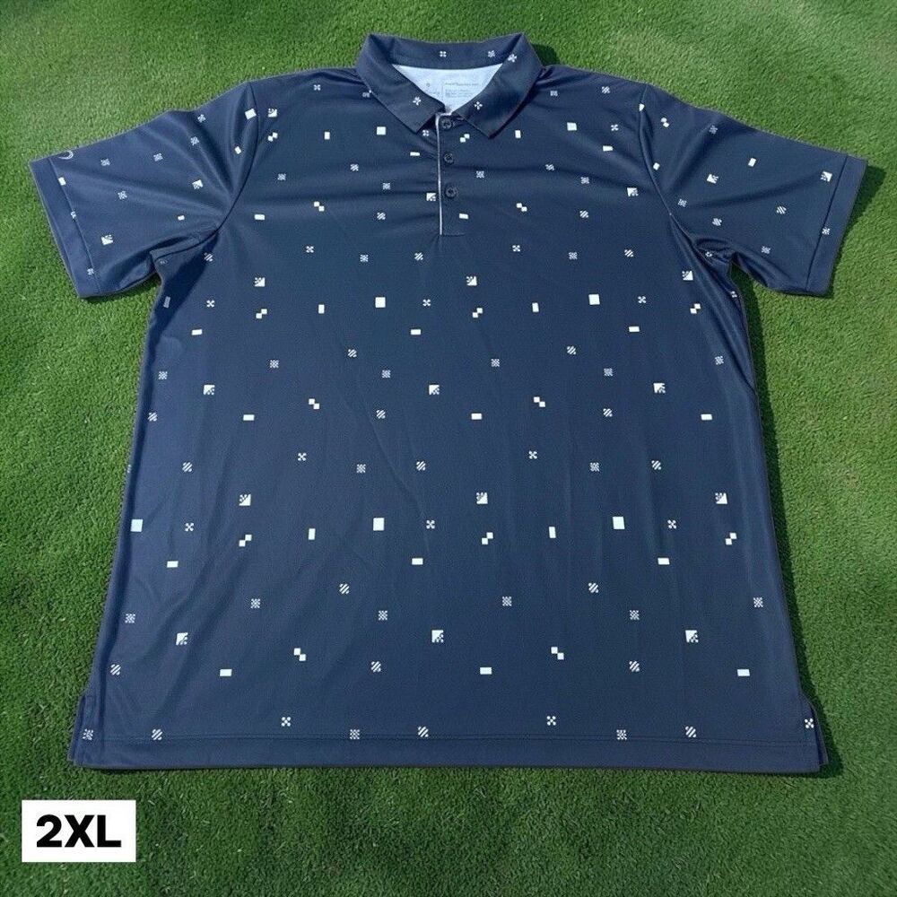 Greyson Ironwood Golf Polo Shirt Geometric Mens 2XL Black Moisture Wicking Soft